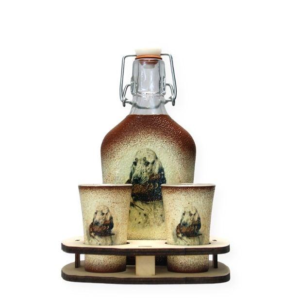 Vadászkutyás  pálinkás szett - Angol szetterrel vadászoknak