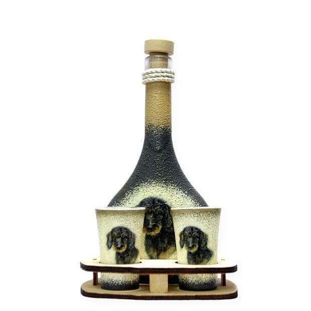 Szálkás szőrű tacskós pálinka kínáló szett