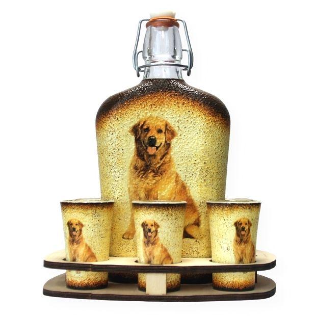 Golden retriever kutyás pálinka kínáló szett !