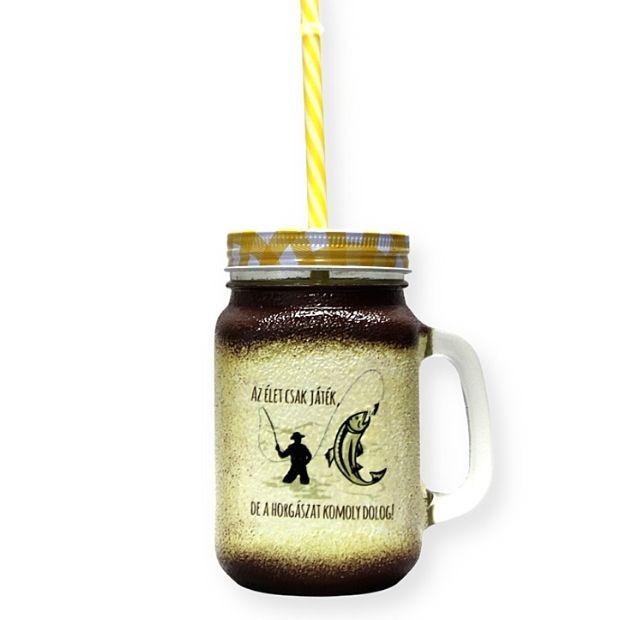 Horgász ajándék - Vicces Apa - Fia kicsi szívószálas bögre