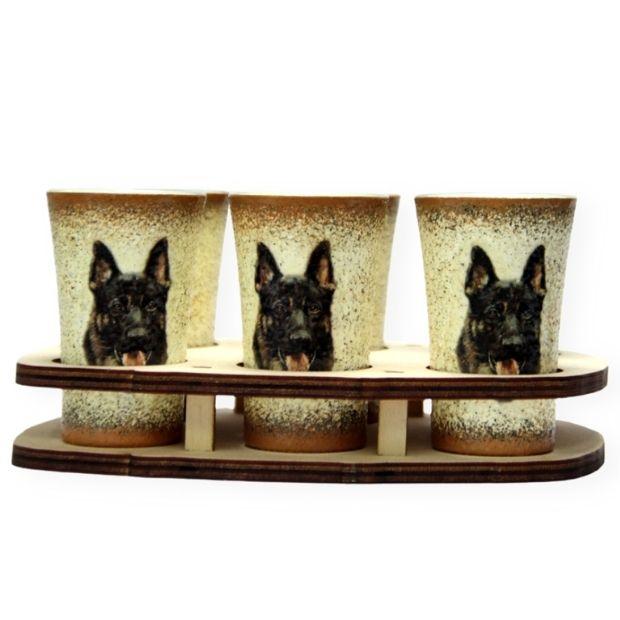 Snapszos  pohár szett  német juhász képpel