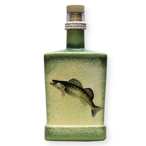 Horgász ajándék - Süllő mintás nagy pálinkás üveg