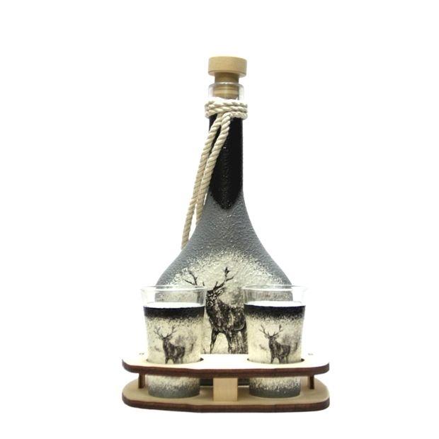 Gímbikával díszített pálinka kínáló szett