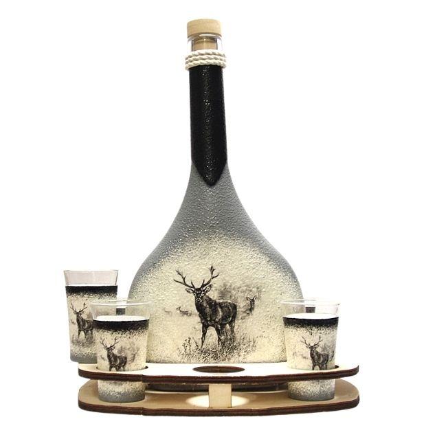 Vadász ajándék - Gímszarvassal készült pálinkás szett