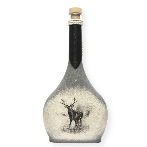 Szarvas bikával díszített  nagy italos flaska
