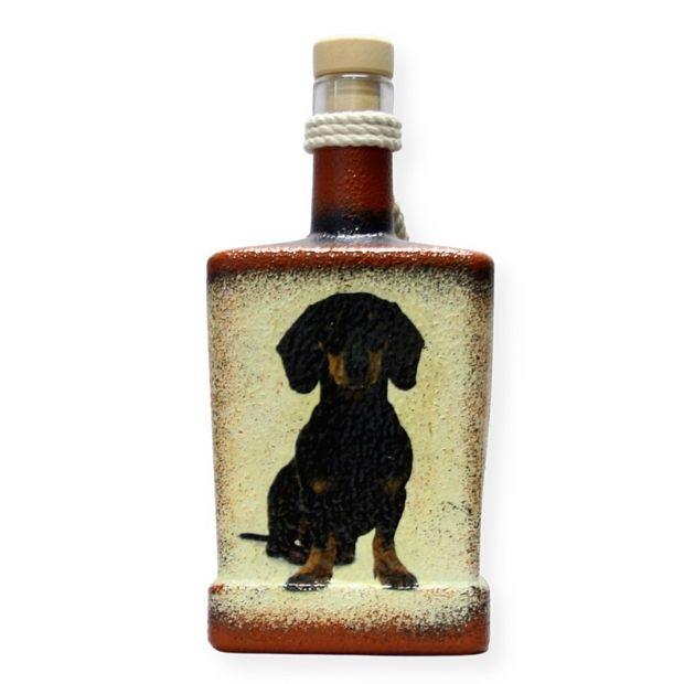 Nagy pálinkás üveg Tacskó képpel - eredeti ajándék