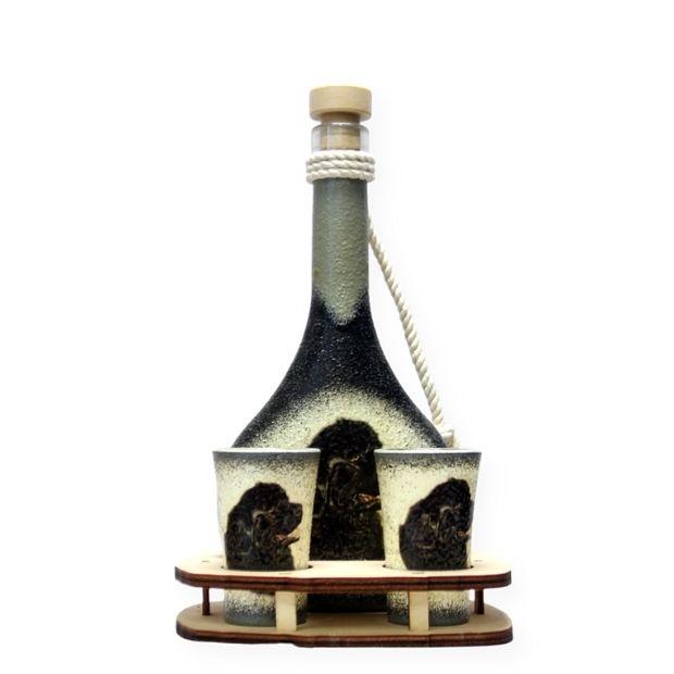 Újfundlandi képpel - kis pálinkás szett kutya imádóknak