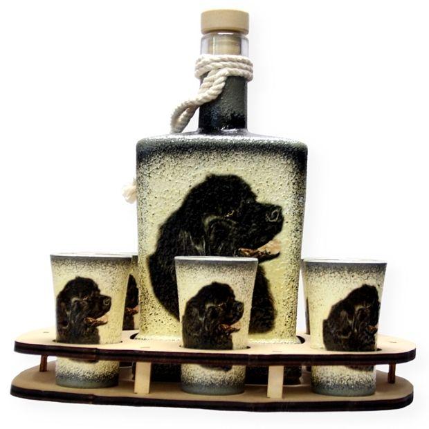 Újfundlandi fotóval készült pálinkás szett