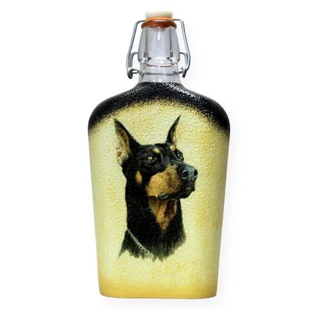 Dobermannos nagy csatosüveg - ajándék a fajta kedvelőinek