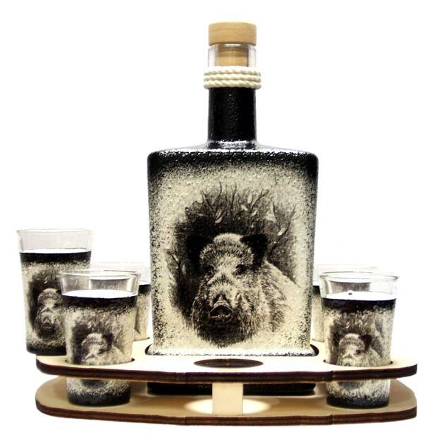 Vaddisznó italkészlet  - Vadász ajándék férfiaknak