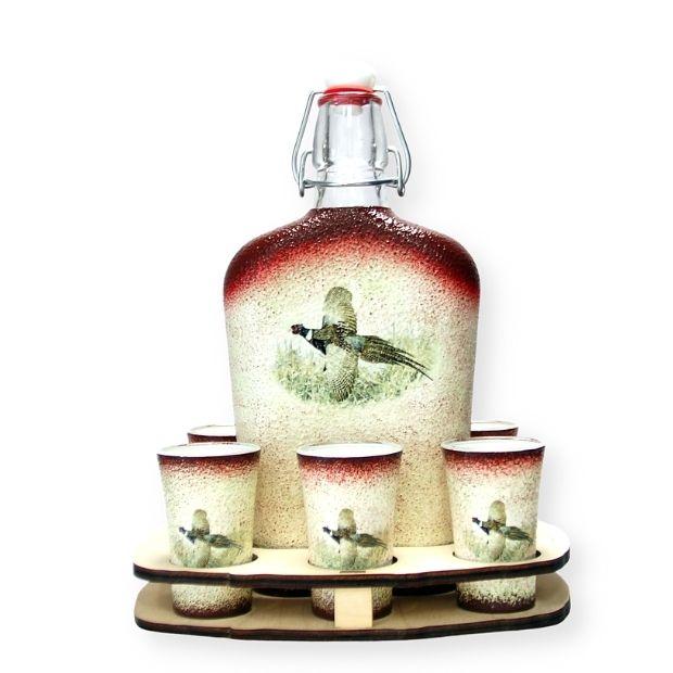 Vadász - fácán motívummal - pálinkás készlet