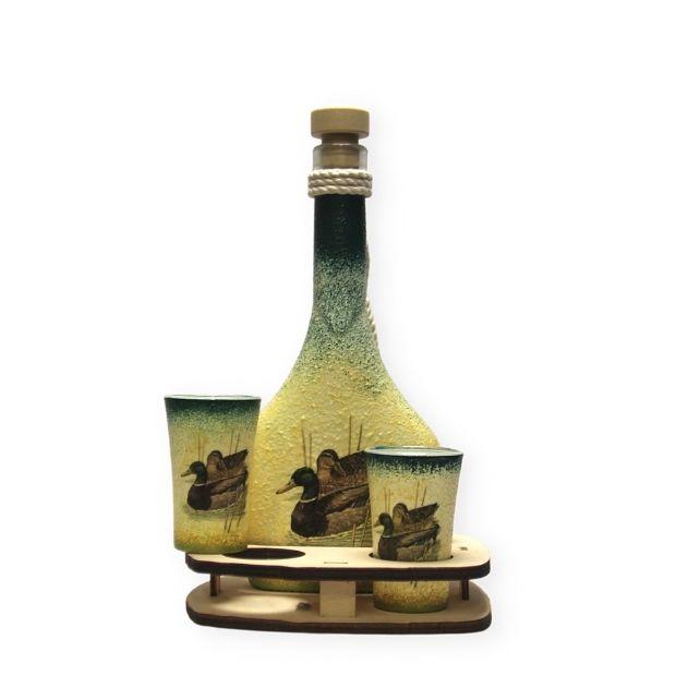 Vadász ajándék - Vadkacsa mintás pálinkás szett