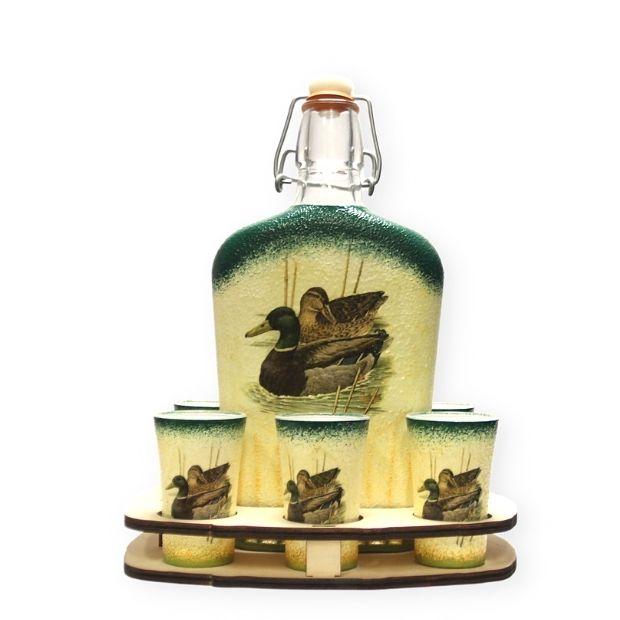 Vadász pálinka kínáló ajándék  férfiaknak - Réce mintával