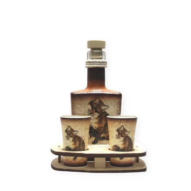 Vadász ajándék erdészeknek  - Rókás pálinkás szett