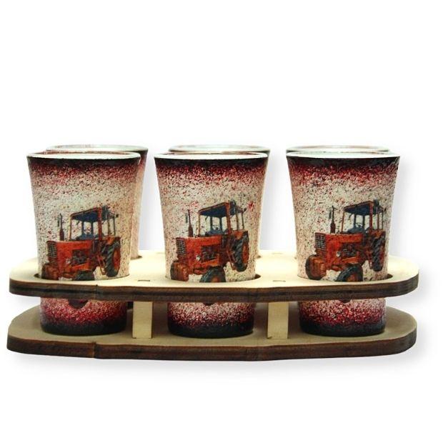 Snapszos pohár szett  - MTZ képpel  díszítve