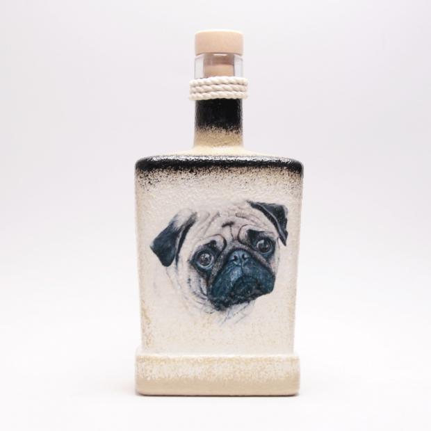 Kutya  ( Mopsz ) képpel  pálinkás flaska - bármilyen kutyafajta képével kérheted