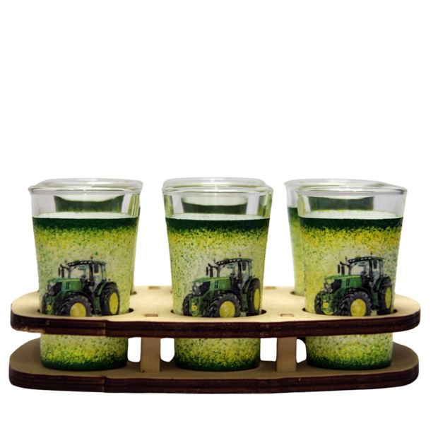 Traktoros pálinkás poharak